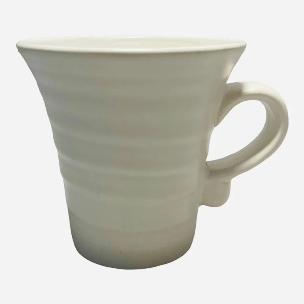 Pair 2 WCL White Ceramic Coffee Mugs 4.5